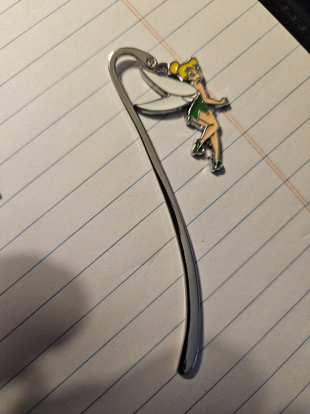 Tinker Bell Enamel Fairy Bookmark - Green & Yellow